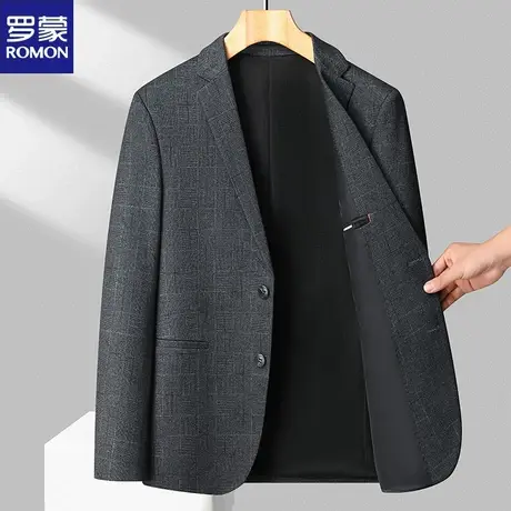 罗蒙新款休闲西服男时尚潮流百搭青年免烫春季西装外套男上衣单件图片