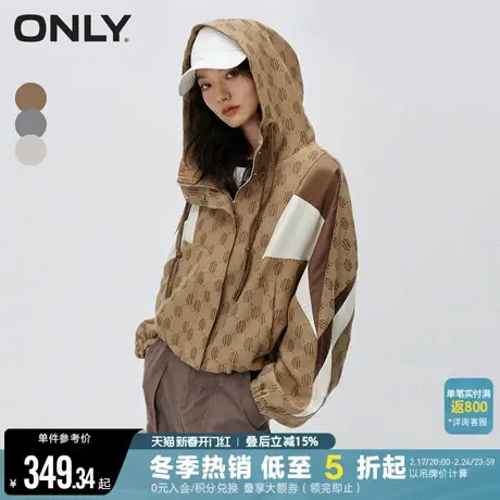 ONLY2023冬季新款时尚百搭宽松拼接字母印花短款外套女|123336017商品大图