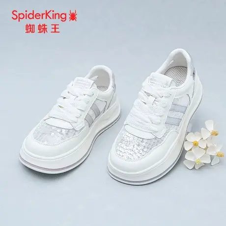 SPIDER KING/蜘蛛王休闲运动鞋女2025夏商场新款网纱小白鞋简约厚商品大图