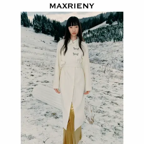 MAXRIENY君兰羊毛大衣女24冬新款贵雅新中式毛呢外套图片