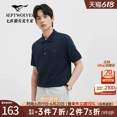 七匹绣花短袖翻领POLO1D衫2025夏季新款凉感蓬松透气爽滑T恤半袖商品大图