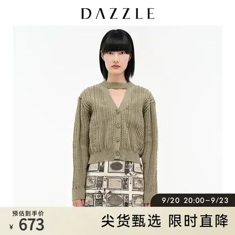 DAZZLE地素奥莱 麻花粗针小众套头针织衫毛衣女2D4E4291Q图片