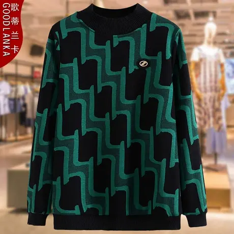 中老年女装秋冬加厚长袖T恤女中年妈妈半高领加绒条纹打底衫上衣商品大图