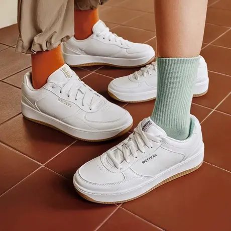 Skechers斯凯奇夏季女厚底小白鞋板鞋高回弹休闲运动鞋透气平底鞋图片