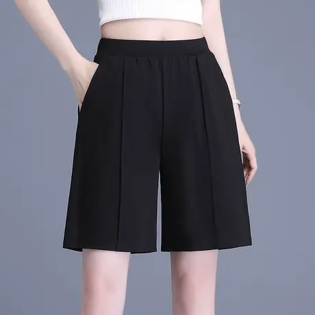 冰丝短裤女夏季薄款松紧腰宽松加大码高腰显瘦中年妈妈休闲五分裤图片
