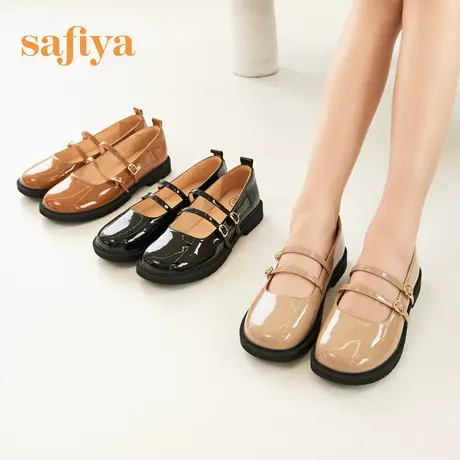Safiya索菲娅女鞋法式玛丽珍鞋浅口单鞋平底配裙子学院风JK小皮鞋图片