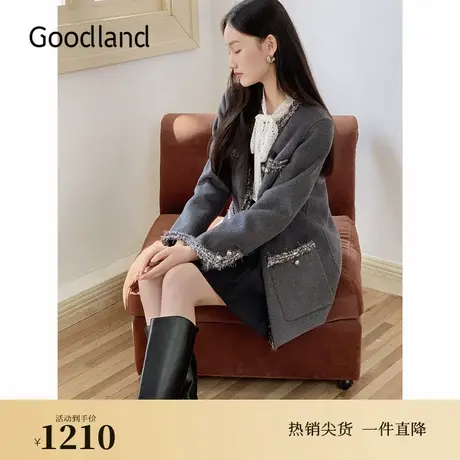 【100绵羊毛】Goodland美地2024冬季新款法式松弛感外套图片