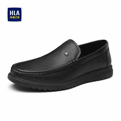HLA/海澜之家男鞋新款正装一脚蹬皮鞋透气乐福鞋中年豆豆鞋图片