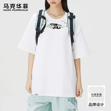 马克华菲花卉印花2025夏季短袖t恤男女生美式宽松情侣款体恤上衣图片