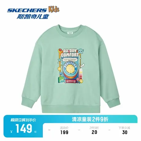 Skechers斯凯奇男女中大童春夏新款针织套头卫衣儿童宽松运动上衣图片
