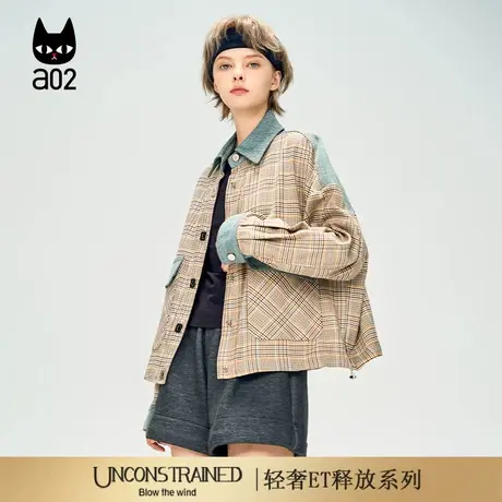 a02【ET释放系列】设计感牛仔拼接衬衫秋季新款气质女士上衣衬衣商品大图
