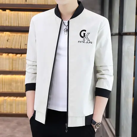 男士外套2023春秋季新款韩版潮流修身百搭男装棒球衣服夹克褂子薄商品大图