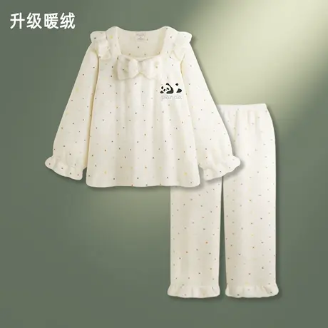 【超柔软】法兰绒睡衣女款冬季加厚保暖甜美高级感熊猫家居服套装商品大图
