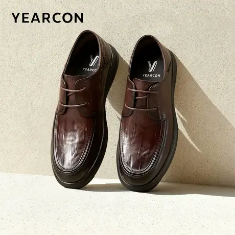 意尔康男鞋2026春季真皮商务休闲皮鞋男士英伦单鞋低帮软底工装鞋商品大图