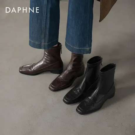 达芙妮瘦瘦小短靴2026新款巨好看马丁皮靴子女款黑色棕色女靴秋冬图片