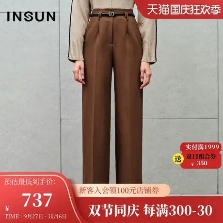 恩裳2023冬装新款直筒阔腿裤抗皱防缩抗起球立体中缝美拉德休闲裤商品大图