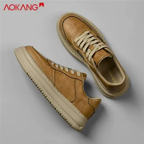 奥康正品休闲皮鞋男款鞋子百搭潮鞋英伦风板鞋男2025新款秋冬男鞋商品大图