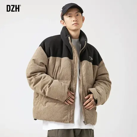 男生灯芯绒拼接棉服男款冬季加厚潮牌男装2023新款休闲棉衣外套潮商品大图