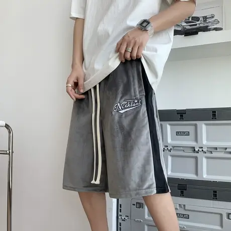 运动短裤男夏季简约字母潮牌百搭直筒五分裤港风青年潮流休闲裤子商品大图