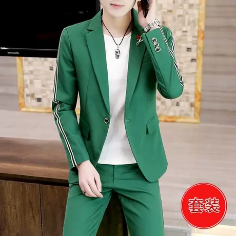 夜场潮流西服男士韩版时尚休闲演出礼服三件套装发型师帅气小西装商品大图