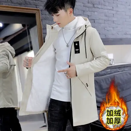 男士加绒加厚夹克韩版休闲秋冬衣服青少年帅气上衣百搭加棉外套潮图片