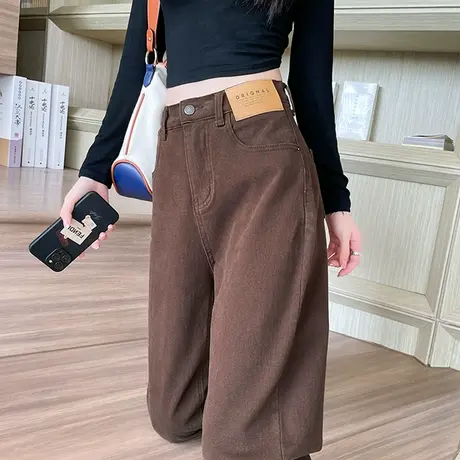 直筒牛仔裤女春秋季2023年新款高腰显瘦哈伦宽松萝卜小个子老爹裤图片