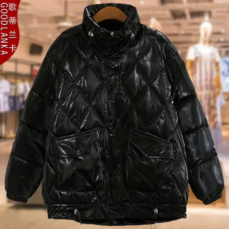 加肥加大码女装冬季新款宽松棉服洋气时尚棉袄中年胖妈妈亮面棉衣商品大图