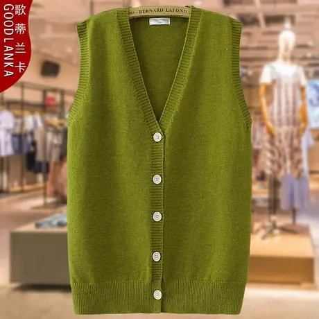 加肥加大码中年妈妈春秋马夹新款宽松洋气百搭V领针织开衫马甲女商品大图