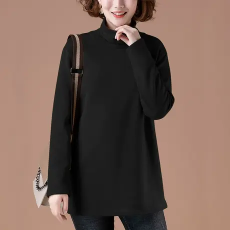 秋冬季高领打底衫女宽松加肥加大码女装中年妈妈显瘦内搭长袖T恤图片