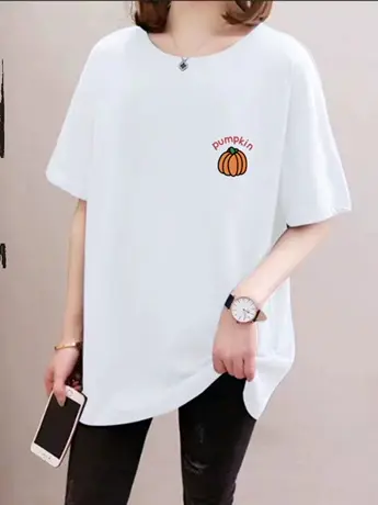 妈妈装大码美式仿棉短袖正肩t恤夏季宽松设计感小众复古韩系上衣商品大图