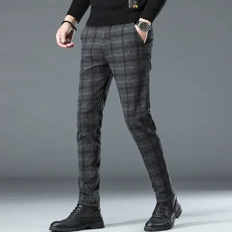 夏季薄款2024新款格子裤西裤男士直筒宽松商务正装男裤子休闲长裤商品大图