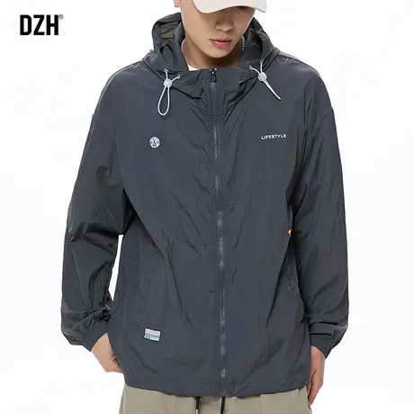 男士春夏薄款外套男潮流百搭户外冲锋衣2023新款休闲连帽夹克男装商品大图