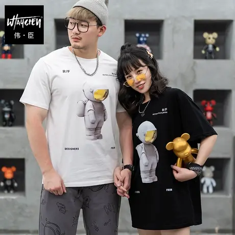 伟臣潮流ins大码短袖T恤男胖子加肥加大宽松宇航员半袖肥佬上衣夏商品大图