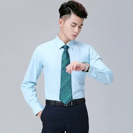 邮政邮储蓄银行新款衬衫男士蓝色加绒工作服长袖衬衣工装邮局制服商品大图