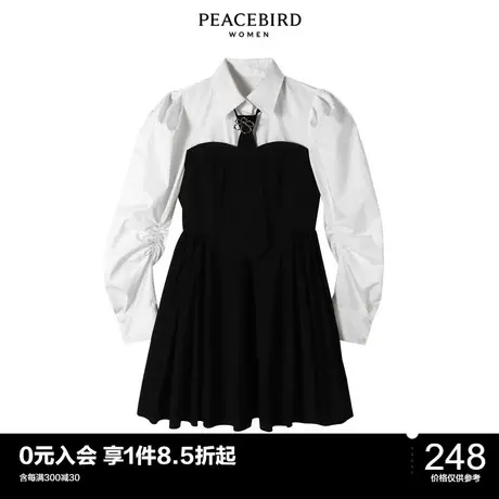 太平鸟气质流行春秋女士时尚年新款假两件连衣裙A1FAC1G12图片