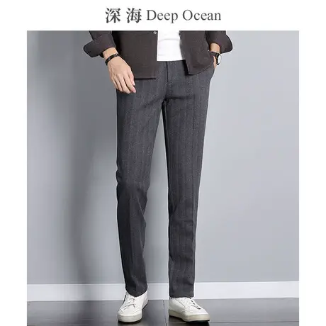 高弹商务男士轻商务休闲长裤直筒春秋垂顺男裤松紧腰弹力西裤免烫商品大图