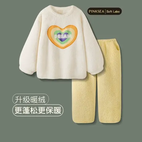 睡衣女秋冬款2024新款加厚保暖珊瑚绒家居服可爱冬季大码女款套装商品大图