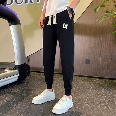 春夏季裤子潮牌刺绣小脚裤男裤2023新款束脚裤潮流百搭休闲裤帅商品大图