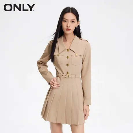 ONLY奥莱春季新款通勤风简约百搭纯色A字短款连衣裙女图片