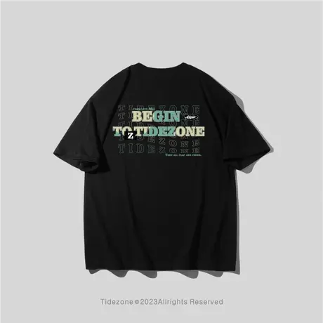 Ohlyah学生短袖国潮牌宽松复古情侣半袖美式高街圆领上衣t恤男女图片