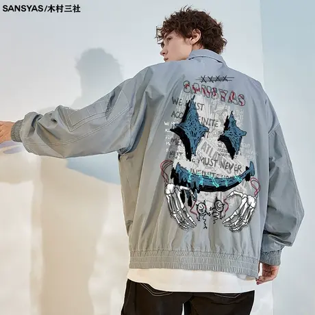 木村三社笑脸背面印花衬衫式夹克外套男设计感小众原创设计长袖商品大图