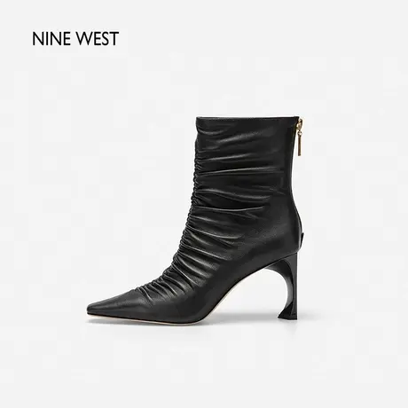 【明星同款】Nine West/玖熙时装靴女尼尔跟羊皮短靴高跟靴子尖头商品大图