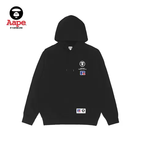 Aape联名Russell男装秋冬简洁舒适配色加薄绒抽绳连帽卫衣9640XXJ商品大图