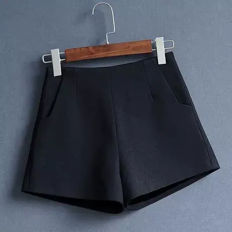 秋冬短裤女2023新款高腰韩版黑色显瘦a字毛呢阔腿裤外穿打底靴裤图片