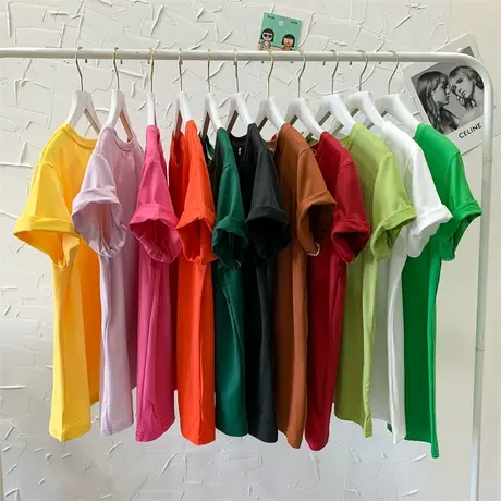 短袖白色t恤女夏季2023年新款ins修身韩版纯色体恤内搭打底上衣潮商品大图