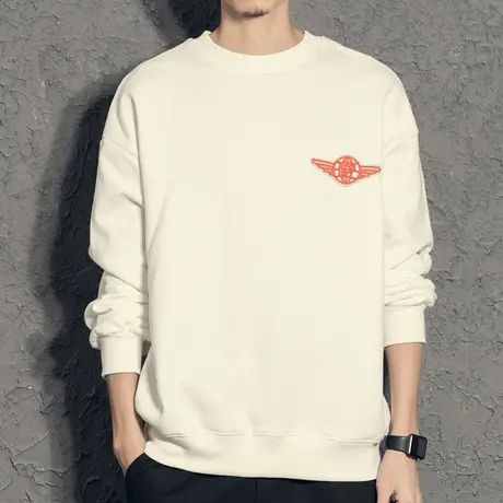 奕飏简约落肩宽松卫衣男潮ins 春天新款上衣男生纯色春秋款商品大图