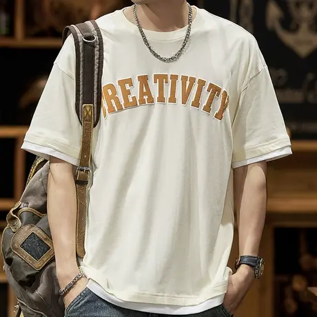 Modi Nick/摩帝尼克时尚潮牌纯棉男士T恤潮流体恤男装宽松短袖t恤商品大图