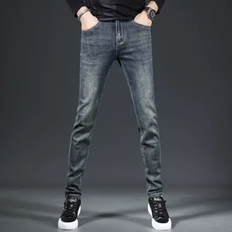 复古牛仔裤男2023新款秋季修身小脚裤休闲潮流弹力男士长裤子青年商品大图