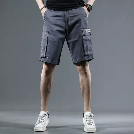 宽松休闲短裤男2023夏季新款潮牌灰色男士工装五分薄款时尚裤子男商品大图