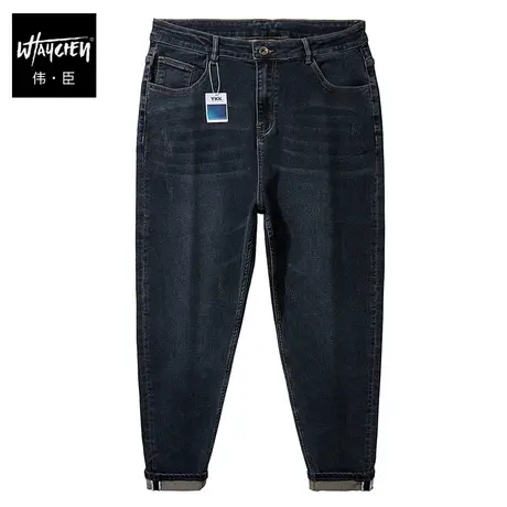 伟臣2023秋冬新品大码男装牛仔裤男胖子加肥加大宽松小脚裤肥佬裤图片